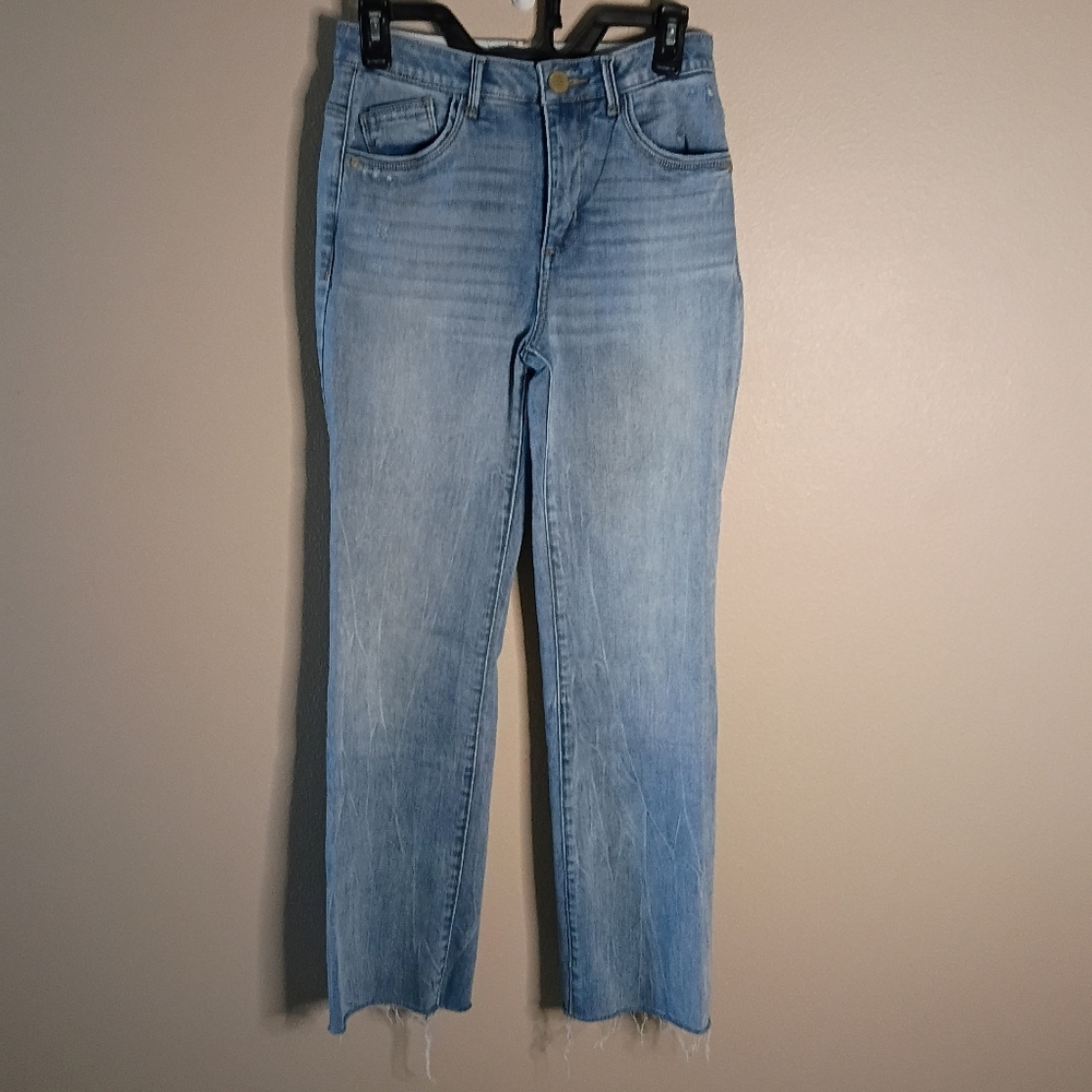 Democracy AB Solution High Rise Jeans Light Wash Stretchy Straight Leg Size 2